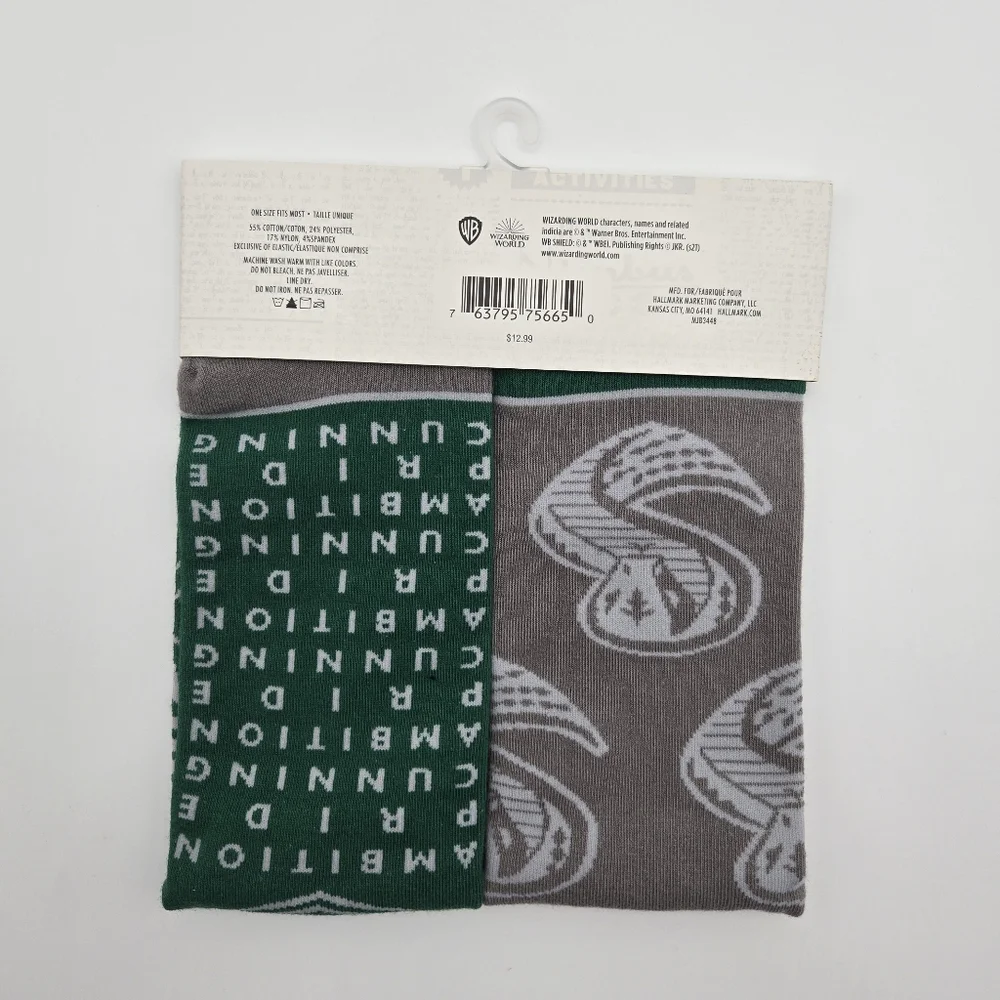 NEW Harry Potter Wizarding World Slytherin Novelty Crew Socks One Size Fits Most